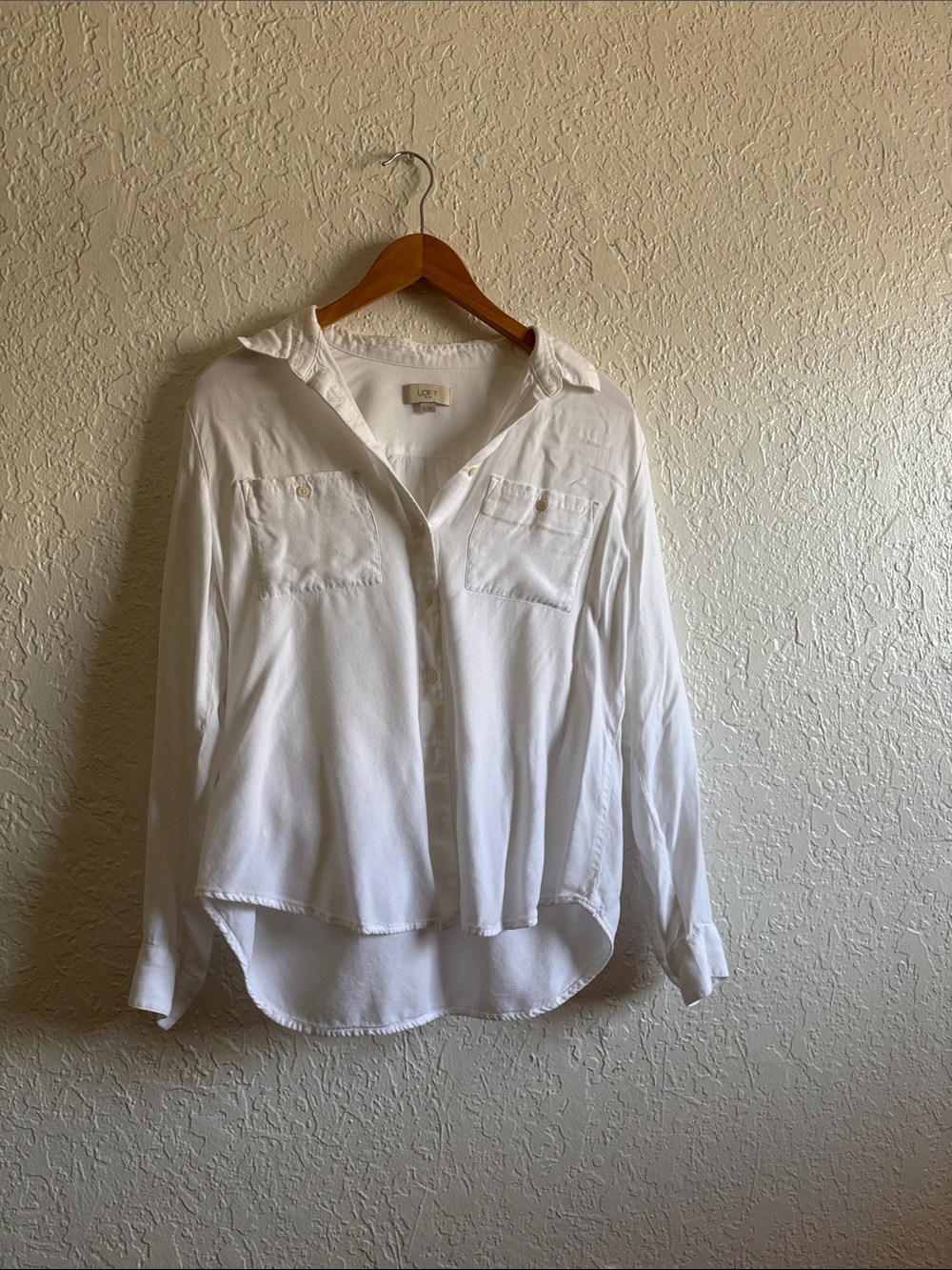 LOFT White Relaxed Button-Front Shirt